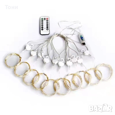 Коледни лампички с 300Led лампи 3 метра на 3 метра ,коледна завеса с дистанционно., снимка 4 - Други - 52242032