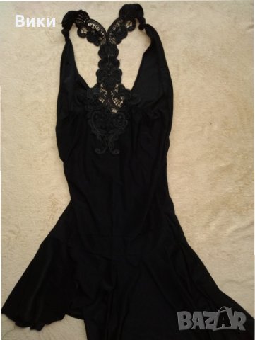 Еластична черна къса рокля с дантелен гръб , снимка 2 - Рокли - 29247871