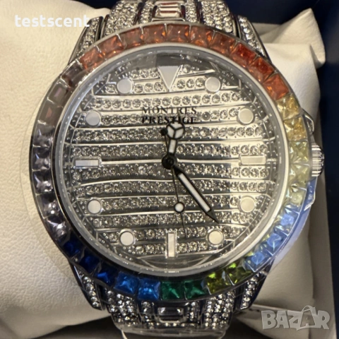 Луксозен мъжки часовник Montres Prestige Eclat X Invicta Men's Watch - 42mm, Silver / Rainbow дъга, снимка 2 - Мъжки - 53918466