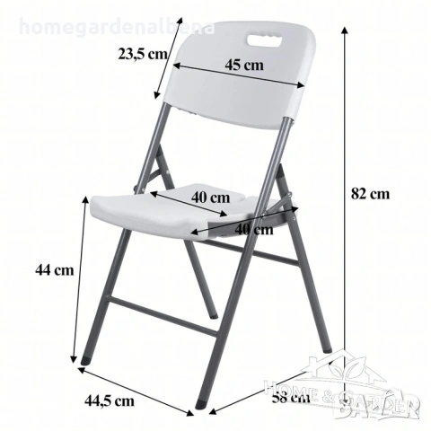4 бр. Сгъваеми Кетъринг Столове HDPE – Бели, За Градина и Събития, снимка 5 - Столове - 54216578