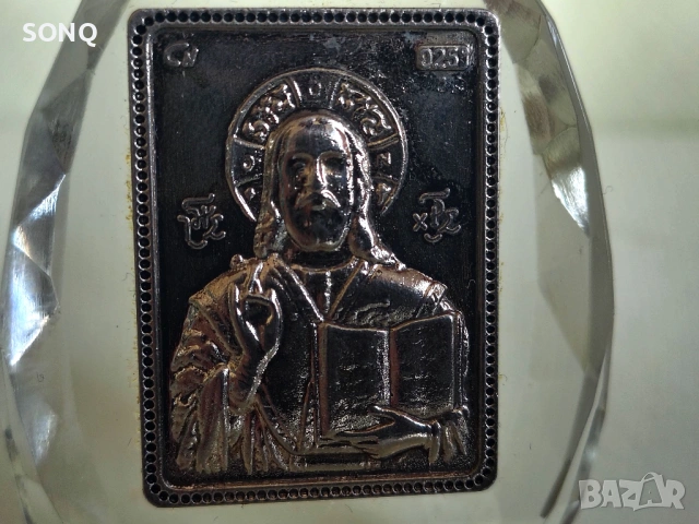 Сребърна Иконка Исус Христос Пантократор (Вседържител), снимка 3 - Икони - 54065110