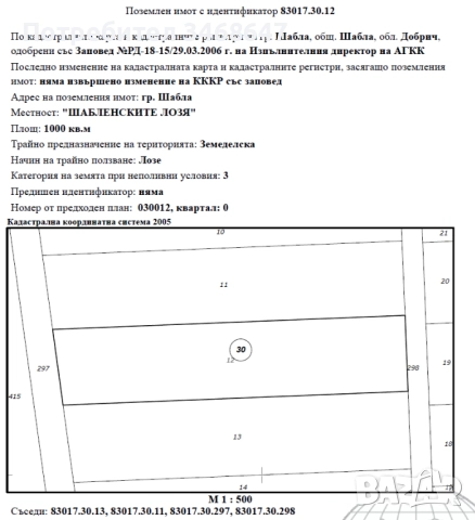 Земеделска земя, лозе, м-т Шабленските лозя, снимка 7 - Земеделска земя - 51701313