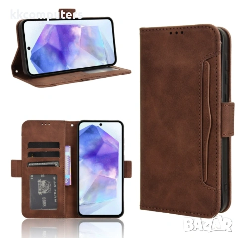 Samsung Galaxy A55 5G Magnetic Wallet Кожен Калъф и Протектор, снимка 4 - Калъфи, кейсове - 53021779