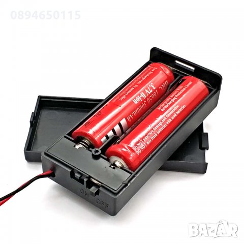 кутия/държач за 2бр батерии 3.7V тип 18650, изход: батерия 7.4V захранване