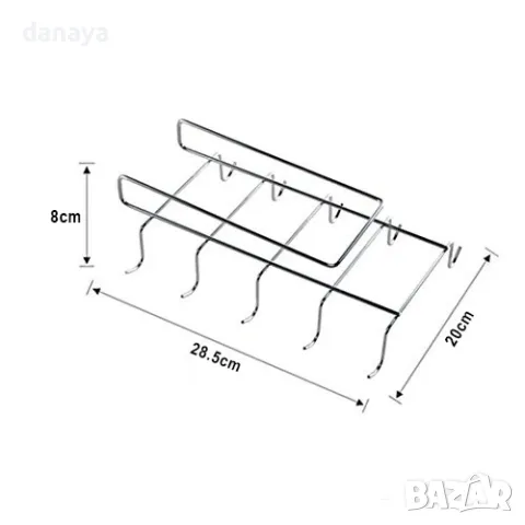460 Метална стойка поставка закачалка за чаши и прибори органайзер за шкаф, снимка 7 - Органайзери - 49768376
