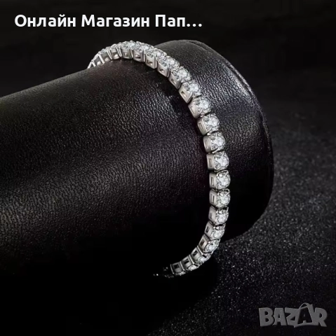 SMTCAT Сребърна Гривна с Квадратни CZ Камъни, снимка 6 - Гривни - 52462485