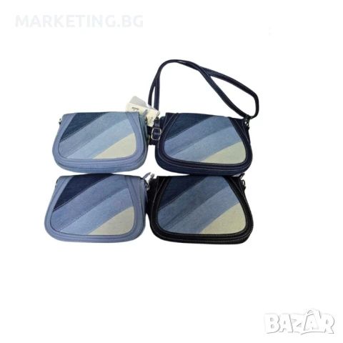 Дамска чанта от деним, с диагонален пачуърк дизайн, снимка 2 - Чанти - 50456138