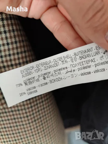 Дамско двуредно сако Zara, каре, размер M (отлично състояние), снимка 6 - Сака - 56086324