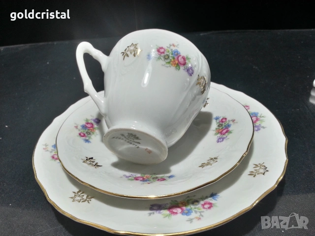 Стар порцелан Чехословакия троен сет за кафе чай