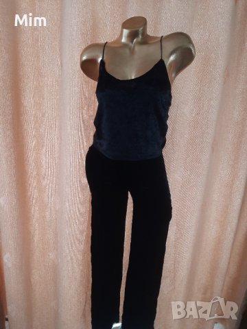 S Черен клин с висока талия от плюш и къс топ , снимка 6 - Комплекти - 39014747