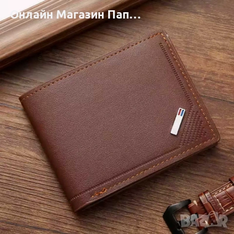 Мъжки портфейл от еко кожа – тънък бизнес портфейл с щипка за пари и отделения за карти, снимка 8 - Портфейли, портмонета - 53218351