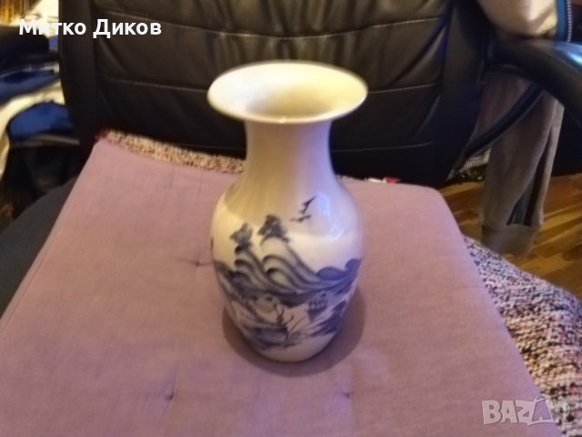 Ваза с рисунка за цветя порцелан Н-23см и фи 80мм