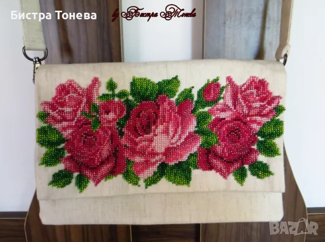 Чанта нашита с мъниста, снимка 3 - Чанти - 49241127