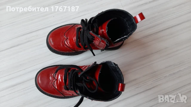 Детски ботуши кожени червени с връзки 28 размер 18р5 см стелка, снимка 3 - Детски боти и ботуши - 51384217