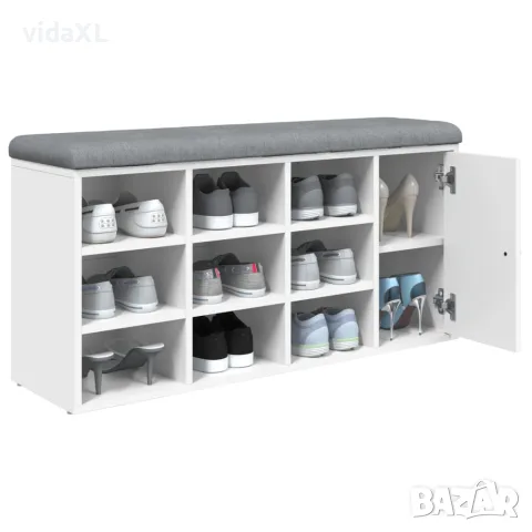 vidaXL Пейка за обувки, бяла, 102x32x50 см, инженерно дърво, снимка 4 - Маси - 56148127