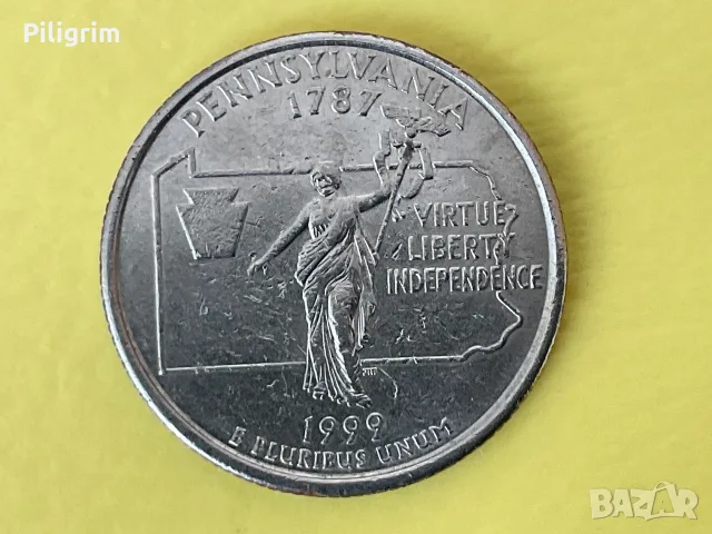 САЩ 25 цента 1999 г. (Р), Pennsylvania.