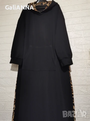 НОВА ДЪЛГА РОКЛЯ С КАЧУЛКА С ЛЕОПАРДОВ ПРИНТ 3XL-4XL, снимка 7 - Рокли - 51318141