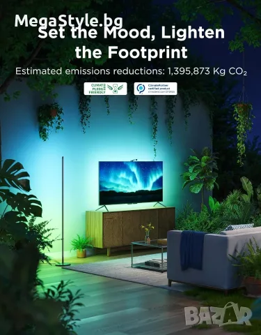 Смарт LED ъглова лампа Govee RGBIC Floor Lamp Basic (1000lm, Черна), снимка 4 - Лед осветление - 55738618