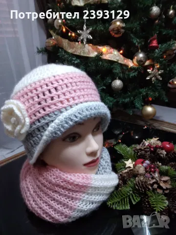 Комплект шапка и шал , снимка 2 - Шапки - 48297451