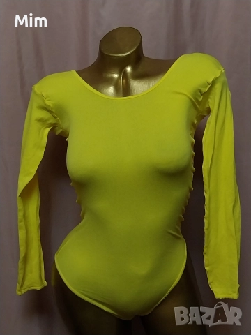 M/L Жълто еластично боди с дълъг ръкав , снимка 2 - Блузи с дълъг ръкав и пуловери - 52589182