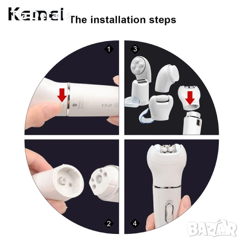 Епилатор 5 в 1 четка за лице , самобръсначка, масажор Beauty Tools Browns Kemei, снимка 3 - Друго - 53153672