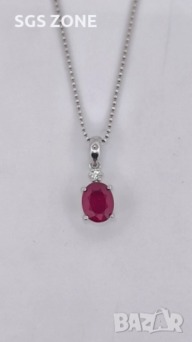 класическа висулка с естествен рубин или сапфир, снимка 5 - Колиета, медальони, синджири - 51987160