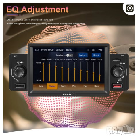 Мултимедия, плеър, за кола, единичен дин, USB, блутут тъч дисплей, Автомобил, Car Play, Android Auto, снимка 3 - Аксесоари и консумативи - 44185203