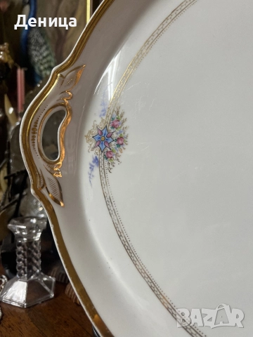 Елегантен овален поднос/  плато за сервиране Платото е с изящен златист кант , снимка 6 - Аксесоари за кухня - 52230780