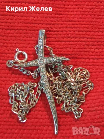 СКЪПОЦЕНЕН СРЕБЪРЕН КРЪСТ РОДИРАНО СРЕБРО 925 с БЛЕСТЯЩИ ЦИРКОНИ и СРЕБЪРНА ВЕРИЖКА СРЕБРО 925 30605, снимка 14 - Колиета, медальони, синджири - 49328829