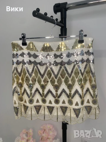 Пола с паети и маниста универсален размер , снимка 10 - Поли - 50739077