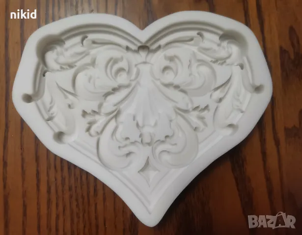 Грамадно сърце орнамент силиконов молд форма фондан шоколад гипс декор