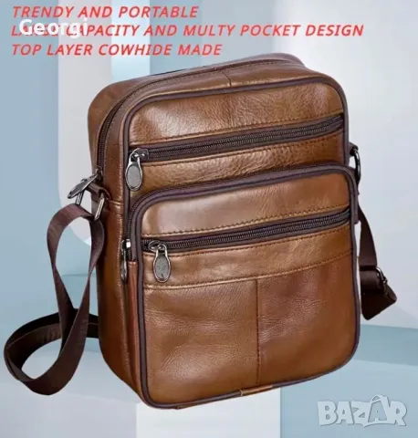 Компактна, Забележима и Стилна Мъжка кожена чанта (черна и кафява) естествена кожа!, снимка 14 - Чанти - 49302157