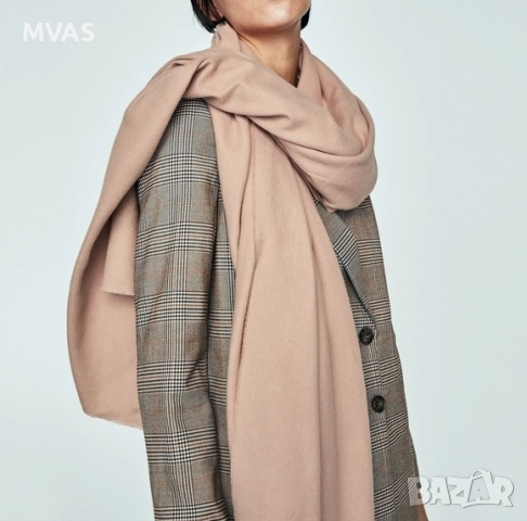 Нов ZARA голям розов шал наметало наметка пепел от рози