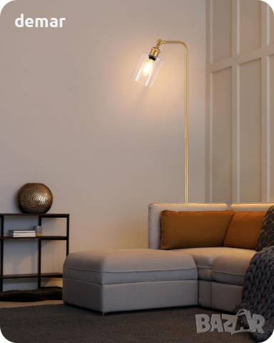 Индустриална подова лампа EDISHINE, 160 см със стъклен абажур, LED,Е27, снимка 8 - Лампиони - 44516671