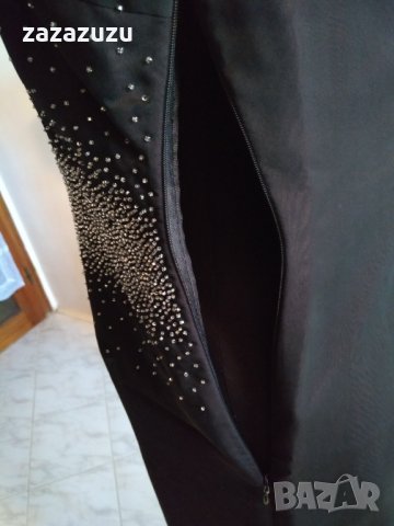 Дълга черна дамска рокля с бляскави мотиви, снимка 6 - Рокли - 30703699