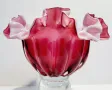 Бонбониера от ръчно издухано стъкло Cranberry glass., снимка 5