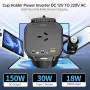 Нов Инвертор за кола автомобил 150W 12V към 220V с USB-C PD и UK контакт, снимка 2