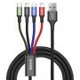 Захранващ кабел Baseus 4в1, 3в1, Type-C, Lightning, USB-C,DATA, 3.5A, FAST Charge, снимка 1 - USB кабели - 38734834