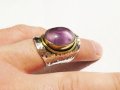 кован мъжки сребърен пръстен,солиден пръстен голям османски величествен пръстен  аметист сребро, снимка 2