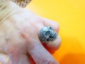 рокерски зверски солиден мъжки сребърен пръстен с Череп и цветя  за пичове и моторджий, снимка 4