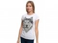 Нова дамска тениска с дигитален печат Хъски със сини очи, снимка 13