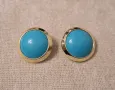 Винтидж обеци с щипки, тюркоазен цвят, снимка 1