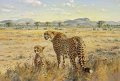 Африкански пейзаж с гепарди, картина, снимка 1 - Картини - 44352962