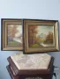 38x33см/2бр стари картини масло върху платно/пейзажи/картина в дървена рамка, снимка 1