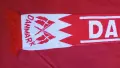 Плетен футболен фен шал на Дания (Danmark) - червено бял, с ресни , снимка 2