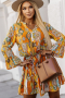 Дамска оранжева рокля в бохемски стил, снимка 1 - Рокли - 44559617