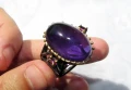 925 голям себърен пръстен с 28 карата аметист, снимка 3