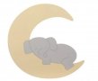 Нощна лампа за бебе, Дървена, декоративна, луна със слонче, 28х30см 