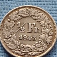 Сребърна монета 0.835 проба 1/2 франк1943г. Швейцарска Конфедерация 39654, снимка 4 - Нумизматика и бонистика - 42752391