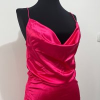 Сатенена розова рокля, снимка 5 - Рокли - 40577625